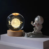 Galaxy Crystal Ball with LED Wooden Base