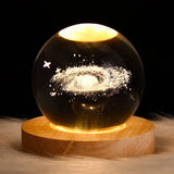 Galaxy Crystal Ball with LED Wooden Base