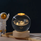 Galaxy Crystal Ball with LED Wooden Base