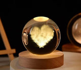 Galaxy Crystal Ball with LED Wooden Base